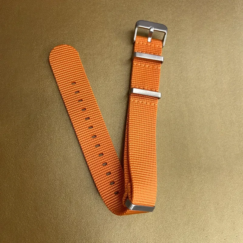 Nylon 22mm Orange Nato Watch Strap With Stainless Steel Buckle
